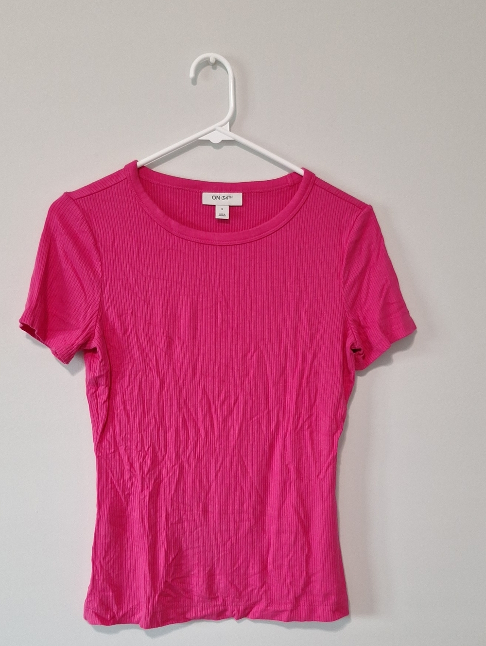 ON 34th Pink Ribbed Short-Sleeve Tee